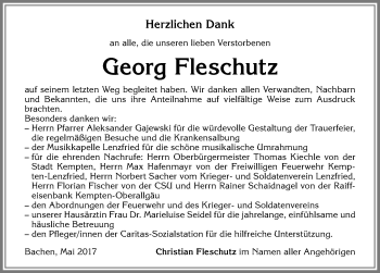 Traueranzeige von Georg Fleschutz von Allgäuer Zeitung,Kempten