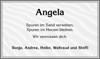 Traueranzeige von Angela  von Allgäuer Zeitung, Kaufbeuren/Buchloe