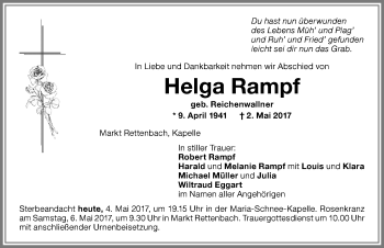 Traueranzeige von Helga Rampf von Allgäuer Zeitung