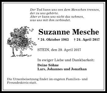 Traueranzeige von Suzanne Mesche von Allgäuer Anzeigeblatt