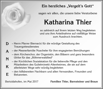 Traueranzeige von Katharina Thier von Allgäuer Zeitung, Marktoberdorf