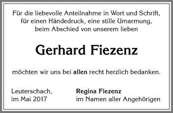 Traueranzeige von Gerhard Fiezenz von Allgäuer Zeitung, Marktoberdorf