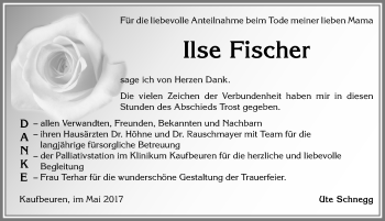 Traueranzeige von Ilse Fischer von Allgäuer Zeitung, Kaufbeuren/Buchloe