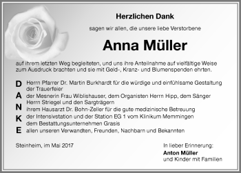 Traueranzeige von Anna Müller von Memminger Zeitung