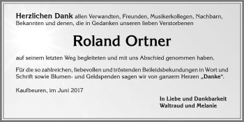 Traueranzeige von Roland Ortner von Allgäuer Zeitung, Kaufbeuren/Buchloe