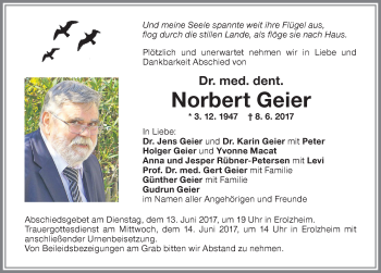 Traueranzeige von Norbert Geier von Memminger Zeitung