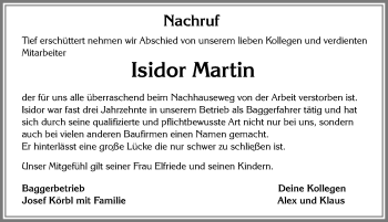 Traueranzeige von Isidor Martin von Allgäuer Zeitung, Füssen