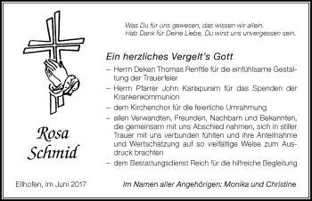 Traueranzeige von Rosa Schmid von Der Westallgäuer