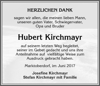 Traueranzeige von Hubert Kirchmayr von Allgäuer Zeitung, Marktoberdorf