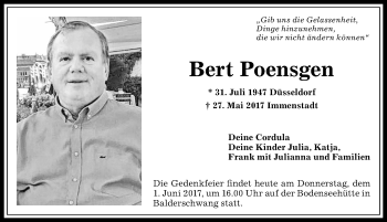 Traueranzeige von Bert Poensgen von Allgäuer Anzeigeblatt