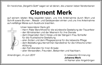 Traueranzeige von Clement Merk von Memminger Zeitung