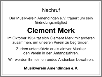 Traueranzeige von Clement Merk von Memminger Zeitung