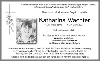 Traueranzeige von Katharina Wachter von Allgäuer Zeitung