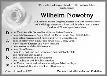 Traueranzeige von Wilhelm Nowotny von Allgäuer Zeitung, Kaufbeuren/Buchloe