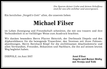 Traueranzeige von Michael Filser von Allgäuer Anzeigeblatt