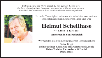 Traueranzeige von Helmut Schellhase von Allgäuer Anzeigeblatt