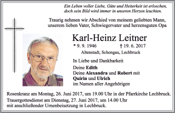 Traueranzeige von Karl-Heinz Leither von Allgäuer Zeitung, Füssen
