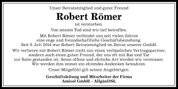 Traueranzeige von Robert Römer von Allgäuer Zeitung