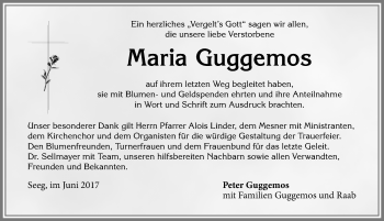Traueranzeige von Maria Guggemos von Allgäuer Zeitung, Füssen