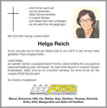Traueranzeige von Helga Reich von Memminger Zeitung