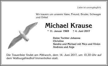 Traueranzeige von Michael Krause von Allgäuer Zeitung, Marktoberdorf