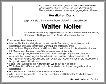 Traueranzeige von Walter Noller von Memminger Zeitung