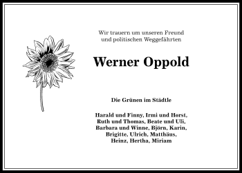 Traueranzeige von Werner Oppold von Allgäuer Anzeigeblatt