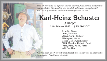 Traueranzeige von Karl-Heinz Schuster von Allgäuer Zeitung