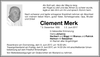 Traueranzeige von Clement Merk von Memminger Zeitung