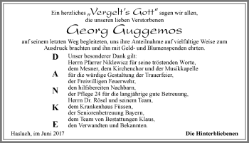 Traueranzeige von georg Guggemos von Allgäuer Zeitung, Füssen