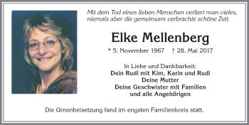 Traueranzeige von Elke Mellenberg von Allgäuer Zeitung, Kaufbeuren/Buchloe