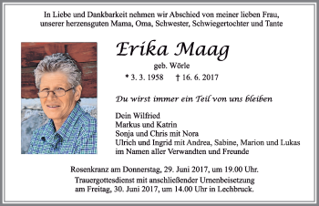 Traueranzeige von Erika Maag von Allgäuer Zeitung, Füssen