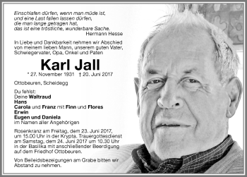 Traueranzeige von Karl Jall von Memminger Zeitung