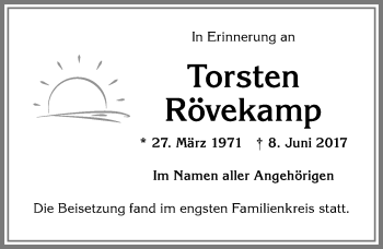 Traueranzeige von Torsten Rövekamp von Allgäuer Zeitung, Füssen