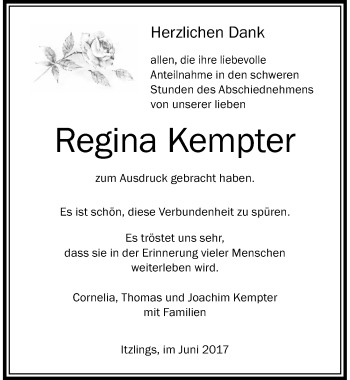 Traueranzeige von Regina Kempter von Der Westallgäuer