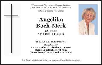 Traueranzeige von Angelik Boch-Merk von Allgäuer Anzeigeblatt