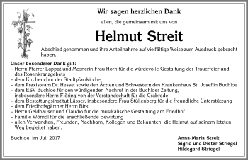 Traueranzeige von Helmut Streit von Allgäuer Zeitung, Kaufbeuren/Buchloe