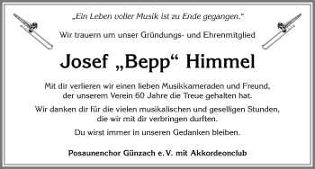 Traueranzeige von Josef Himmel von Allgäuer Zeitung, Marktoberdorf