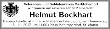 Traueranzeige von Helmut Bockhart von Allgäuer Zeitung, Marktoberdorf