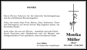 Traueranzeige von Monika Müller von Allgäuer Anzeigeblatt