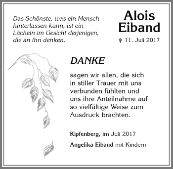 Traueranzeige von Alois Eiband von Allgäuer Zeitung, Marktoberdorf