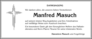 Traueranzeige von Manfred Masuch von Allgäuer Zeitung, Kaufbeuren/Buchloe