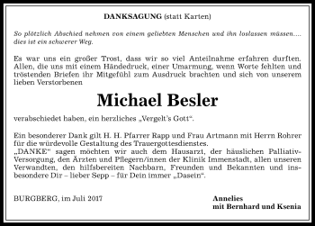 Traueranzeige von Michael Besler von Allgäuer Anzeigeblatt