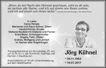 Traueranzeige von Jörg Kühnel von Allgäuer Zeitung