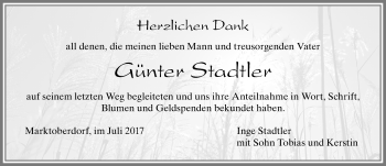 Traueranzeige von Günter Stadtler von Allgäuer Zeitung, Marktoberdorf