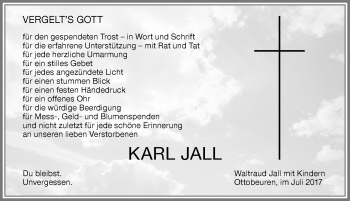 Traueranzeige von Karl Jall von Memminger Zeitung