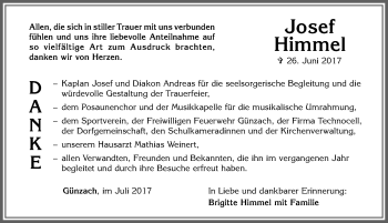 Traueranzeige von Josef Himmel von Allgäuer Zeitung, Marktoberdorf
