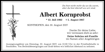 Traueranzeige von Albert Kornprobst von Allgäuer Anzeigeblatt