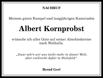 Traueranzeige von Albert Kornprobst von Allgäuer Anzeigeblatt