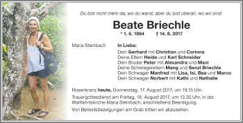 Traueranzeige von Beate Briechle von Memminger Zeitung